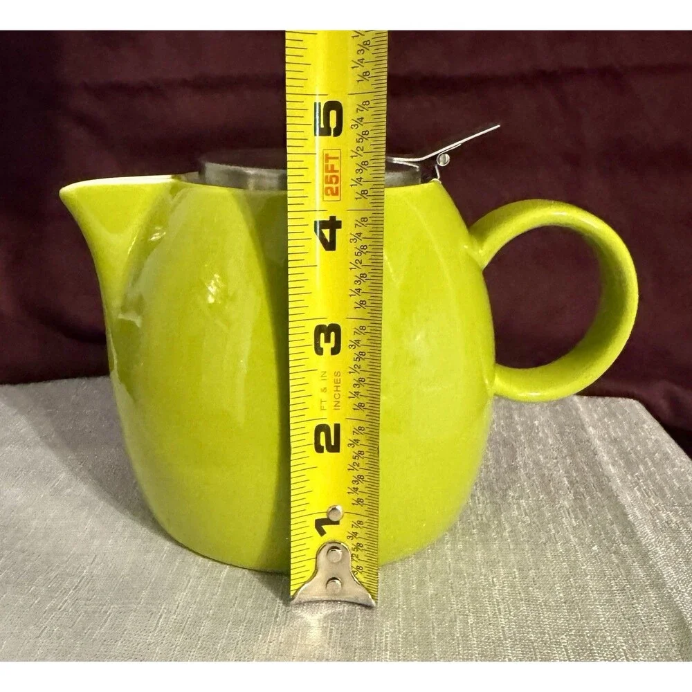 Tea Forté Ceramic 24oz Teapot, Pistachio Green built-in infuser